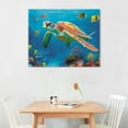 thumbnail image 2 of JRXY Sea Turtle Canvas Wall Art Bathroom Pictures Wall Decor Beach Decorations for Home Bedroom Living Room, Framed Colorful Coastal Nautical Sea Turtle Art Decor 20x16 Inches Ready to Hang 20x16in, 2 of 4
