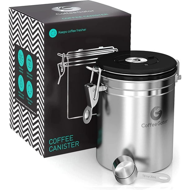 Coffee Gator Stainless Steel Coffee Grounds and Beans Container