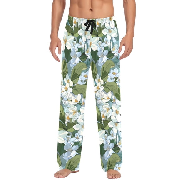 Lively Lily Floral Men's Pajama Pants Cotton Long Sleepwear Lounge Pants L