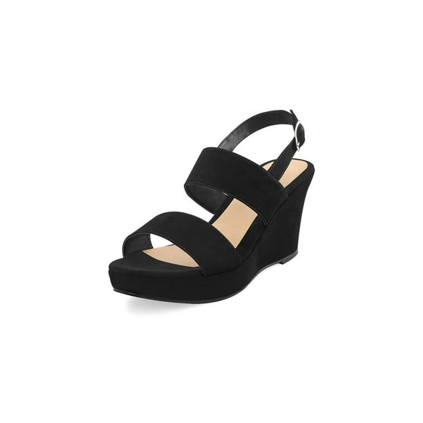Sandalia De Plataforma Color Negro Altura 8.5Cm Ajuste Con Hebilla Al Tobillo Mundo Terra 030372