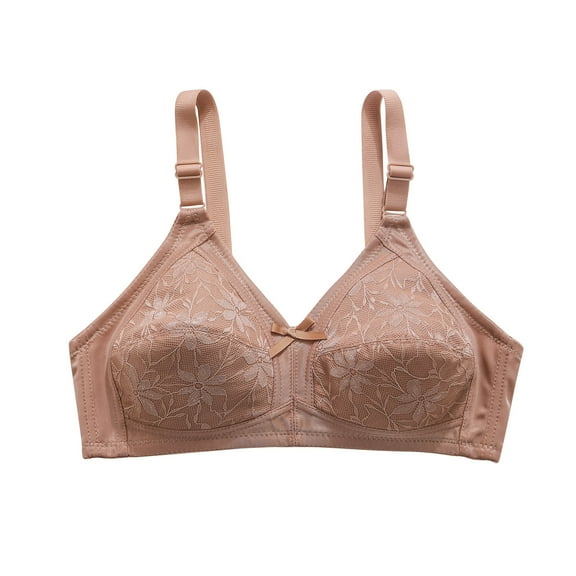 IFNWSV Underwire Bras for Women Lace Wireless Bra Breathable Lightweight Full Coverage Daily Support Khaki 38BC