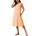 thumbnail image 2 of Vestido de verano sin mangas bohemio de estampado ikat para mujer, vestido midi casual de Día de la Madre con bolsillos, naranja S, 2 of 6