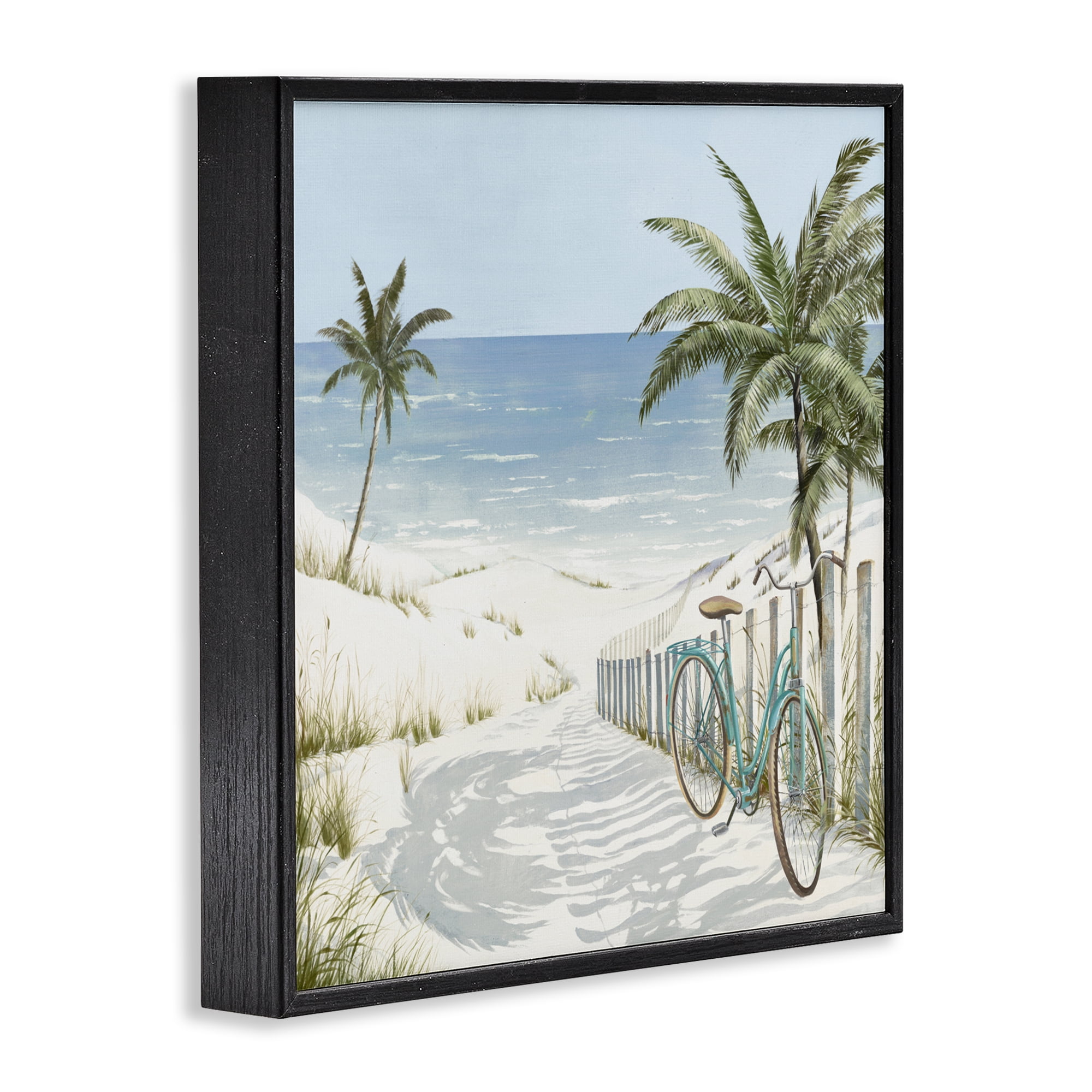 Stupell Industries Beach Bike Coastal Scene Black Framed Giclee Art, design by Lorenzo Collective