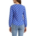 thumbnail image 4 of INSPIRE CHIC Style Women's Valentine's Day Ruffle Neck Long Sleeve Blouse Shirts S Blue Pink-Dots, 4 of 7