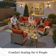 thumbnail image 3 of Ovios 8 Pieces Patio Furniture Outdoor Conversation Set Rattan Wicker Outside Sectional Sofa with Swivel Chairs & Solar Light Table, Orange Red, 3 of 9