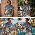 thumbnail image 2 of FOR U DESIGNS Mountain Pine Tree Print Couples Matching Outfits 2026 Linen-Look His and Hers Set Men's Button Down Shirt, Women's Flowy Sleeveless Dress, 2 of 7