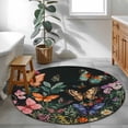 thumbnail image 3 of Round Area Rug 3ft Spring Flower Leaves Circle Kitchen Mats Non-Slip Vintage Butterfly Washable Round Carpet for Kitchen Living Room Bedroom Home Decor, 3 of 7