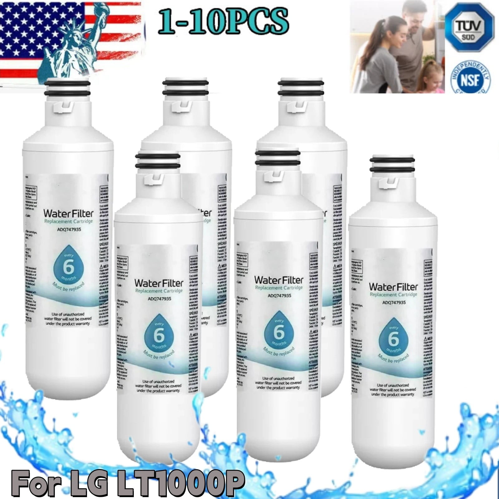 1-10PC For LG LT1000P Fridge Replacement Refrigerator Water Filter ADQ747935