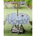 thumbnail image 4 of Outdoor Tablecloth with Umbrella Hole and Zipper Haze Blue Leaves Round Tablecloths 60 Inch Waterproof Outside Table Cloths Spring Leaf Plant Patio Table Cloth Cover for Outdoor Tables Garden, 4 of 6