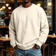 thumbnail image 2 of Hearthz Crew Sweatshirt Men Solid Color Oversized Fleece Pullover Men Fall Winter Drop Shoulder Mens Lightweight Pullover Khaki XXXL, 2 of 9