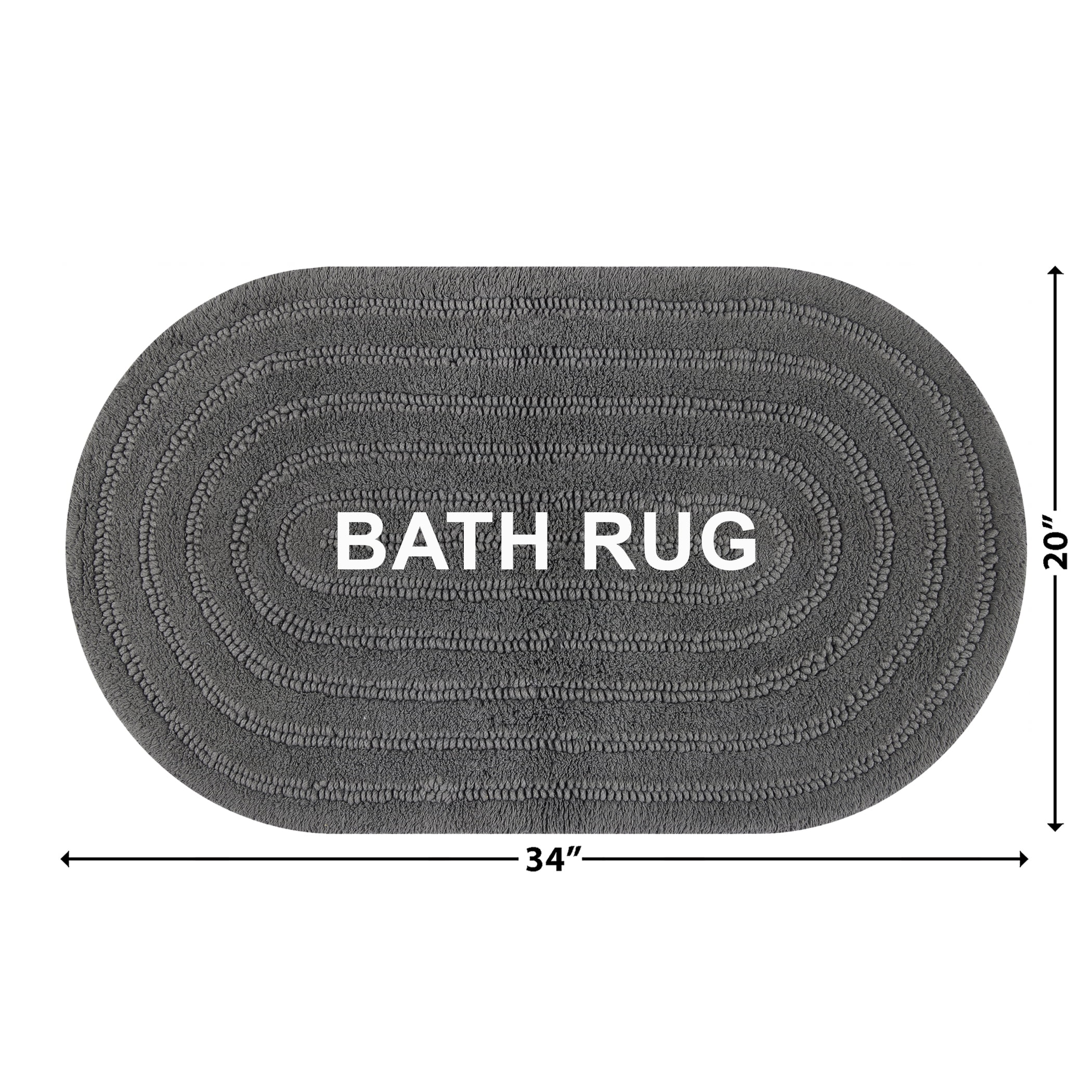 Beautiful Oval Cotton Bath Rug by Drew Barrymore, Charcoal Gray, 20 in x 34 in