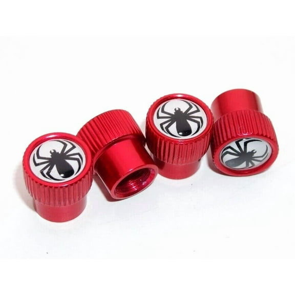 4pcs Universal Fit Spider Car Wheels Tire Air Valve Caps Stem Dust Cover Red