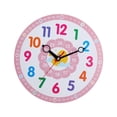 thumbnail image 2 of Reloj analógico silencioso para niños, reloj infantil que no hace , reloj de pared rosa para enseñar a los niños, reloj para profesores, 2 of 9