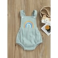 thumbnail image 2 of Chollius Toddler Baby Girls Summer Romper Rainbow Embroidered Sleeveless Backless Jumpsuit Buttons Decor Casual Bodysuit, 2 of 9