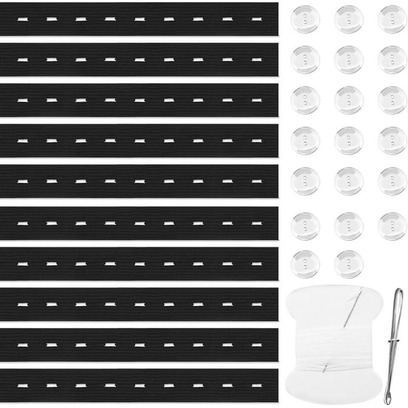 10Pcs Adjustable Elastic Jean Waist Tightener Tool Kids Pants Waist Extender Waist Extenders Supplies, Pants Button Tightener with 20 Buttons, 1 Sewing Kit &1 Thread Hook