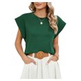 thumbnail image 4 of Women Summer Cap Sleeve Tank Top Crew Neck Loose Fit Casual Tee Tops Pullover Vest For Dating, 4 of 6