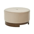 thumbnail image 3 of Christopher Knight Home 29" Round Upholstered Ottoman, Solid Wood Base, Accent Footstool or Coffee Table, Camel, 3 of 10