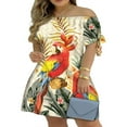 thumbnail image 1 of MesaSe Robe d'Été à Imprimé Floral pour Femmes, Robe Mini à Rayures à Épaules Dénudées, Robe Décontractée Ample avec Nœud, Mode Urbaine TTG, 1 of 3
