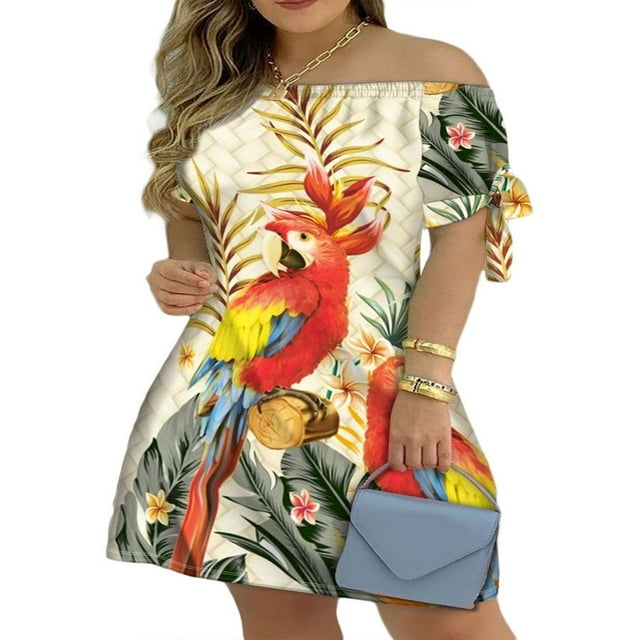 MesaSe Robe d'Été à Imprimé Floral pour Femmes, Robe Mini à Rayures à Épaules Dénudées, Robe Décontractée Ample avec Nœud, Mode Urbaine TTG