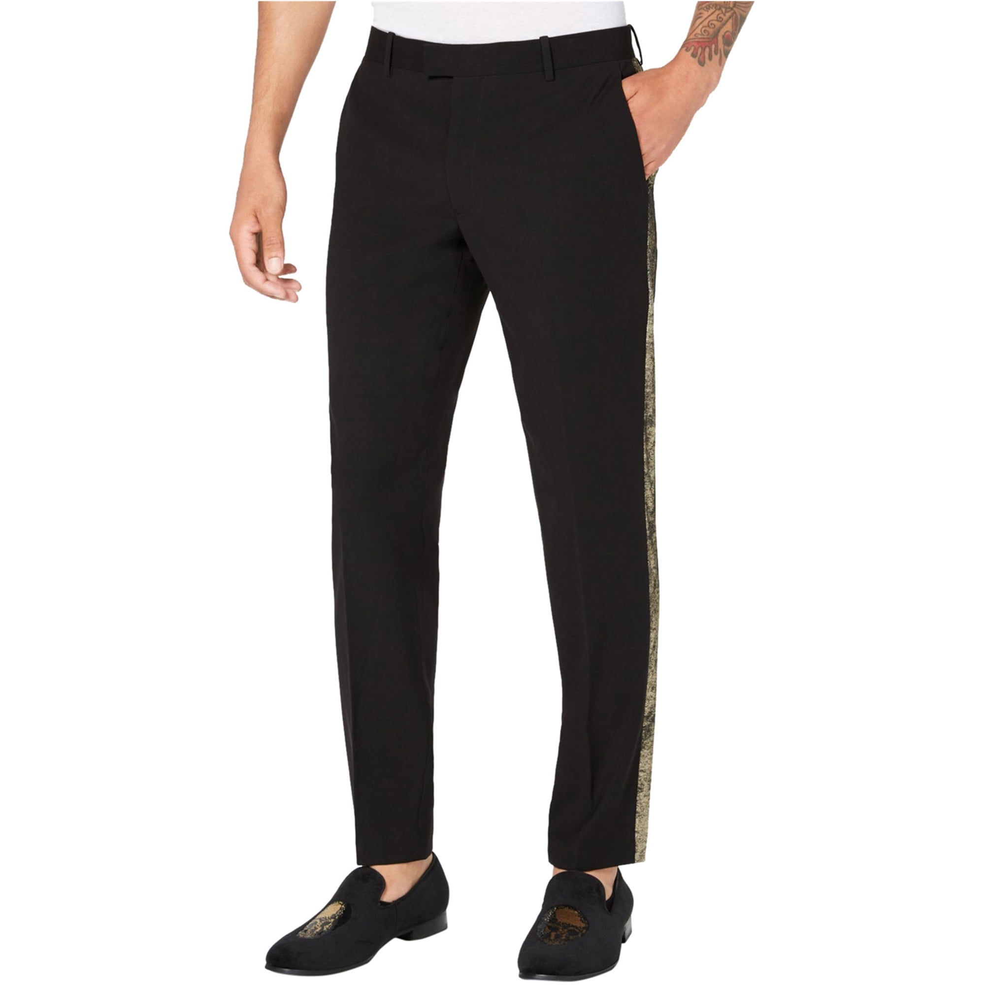 I-N-C Mens Gold Stripe Casual Trouser 