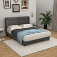 thumbnail image 1 of Costway Full Size Upholstered Platform Bed Tufted Headboard Mattress Foundation Grey, 1 of 10