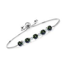 Gem Stone King 925 Sterling Silver Green Mystic Topaz Tennis Bracelet for Women | 2.95 Cttw | Round 5MM and 2.5MM | Fully Adjustable up to 9 inch