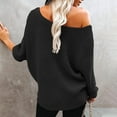 thumbnail image 3 of gakvbuo 2023 Fall Winter Women'S Off Shoulder Sweaters Batwing 3/4 Sleeve Casual Loose Fit Solid Knit Pullover Jumper, 3 of 7