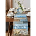 thumbnail image 2 of Starfish Burlap Cotton Table Runner 18x72 Inches Long, Blue Brown Ocean Shell Coral Farmhouse Farmhouse Table Runners, Outdoor Dining Tablecloths Decor for Baby Shower/Party/Wedding, 2 of 6