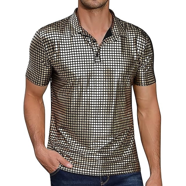 Ketyyh-chn99 Polo pour Homme Chemises pour Hommes Mode 2024 Manche Courte Col Rond Tunique Ligne A Blouse Mode Jaune,m