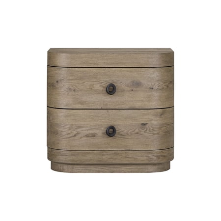 Nightstand with 2 Drawers in English Knotty Oak Finish Solid Wood and MDF Bedside Table with Integrated USB Charging Port Felt and Cedar Lined Drawers for Bedroom Storage