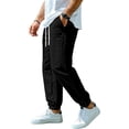 thumbnail image 3 of Men Linen Drawstring Pants with Elastic Waist Straight-Legs Pants with Pockets with Deep Pockets Long Pants Lightweight Casual Summer Yoga Beach Lounge Pants,Black 2XL, 3 of 5