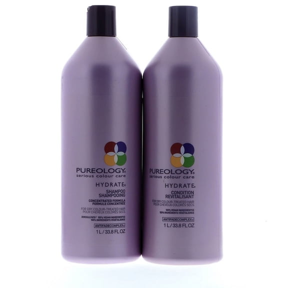 Pureology Hydrate Shampoo & Conditioner Liter Duo Set, 33.8 Oz
