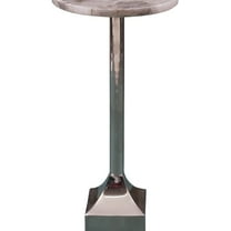 Round smoky quartz  10" Top Side Table with Silver Metal Base
