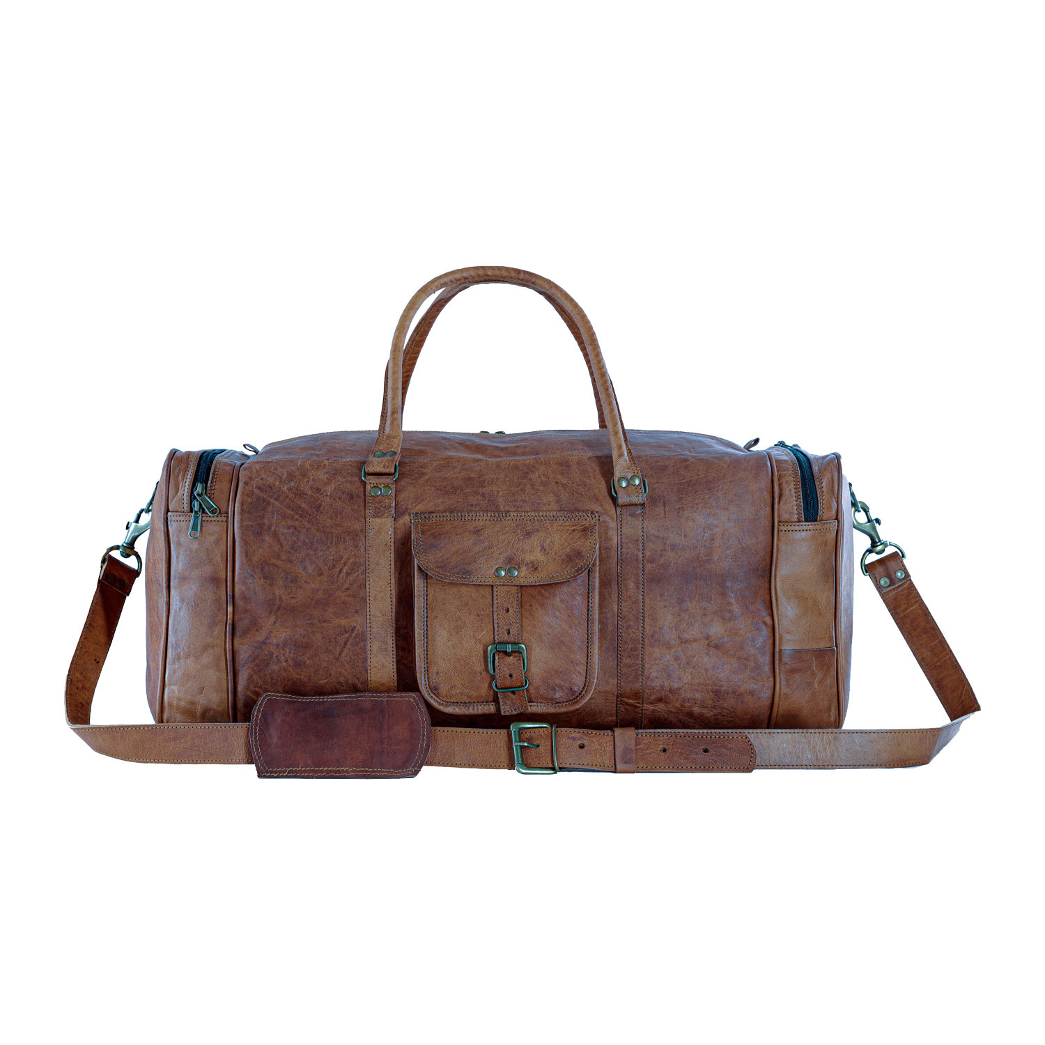 KPL 21 Inch Vintage Leather Duffel Travel Gym Sports Overnight Weekend Duffle Bags for men and women - image 4 of 9