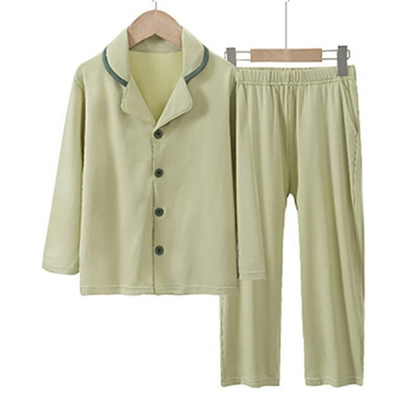 XBASW Kids Toddlerr Teen Pajamas Set 2PCS Long Sleeve PJS Button down Top and Pants Sleepwear Soft Loungewear Outfit Spring Fall 5-15 Yea