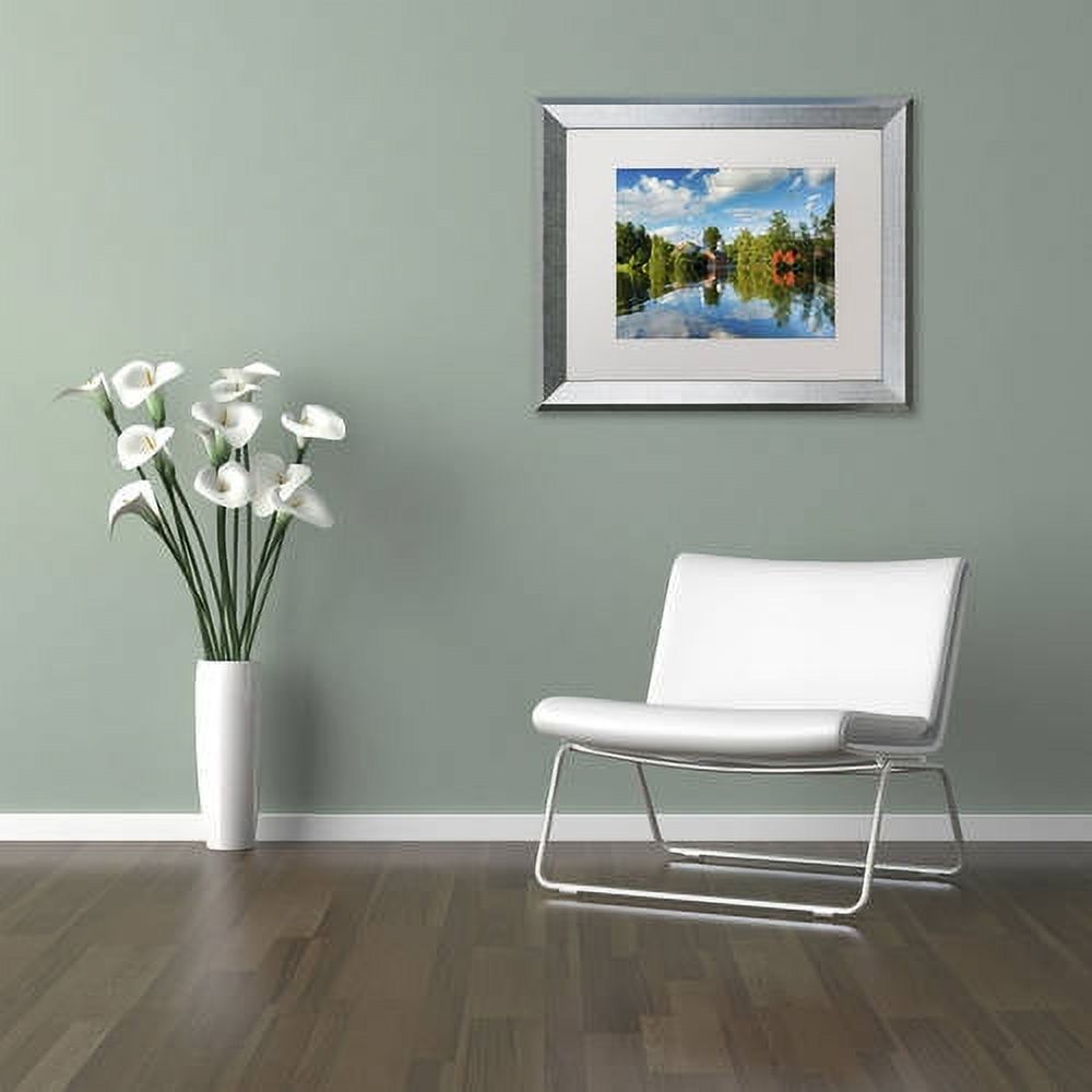 Trademark Fine Art "Old Town Reflection" Canvas Art by Michael Blanchette Photography White Matte, Silver Frame