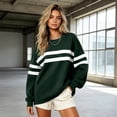 thumbnail image 4 of Women Varsity‑Style Striped Sweatshirt Oversized Long Sleeve Pullover Crew Neck Casual Fashion Tops, 4 of 5
