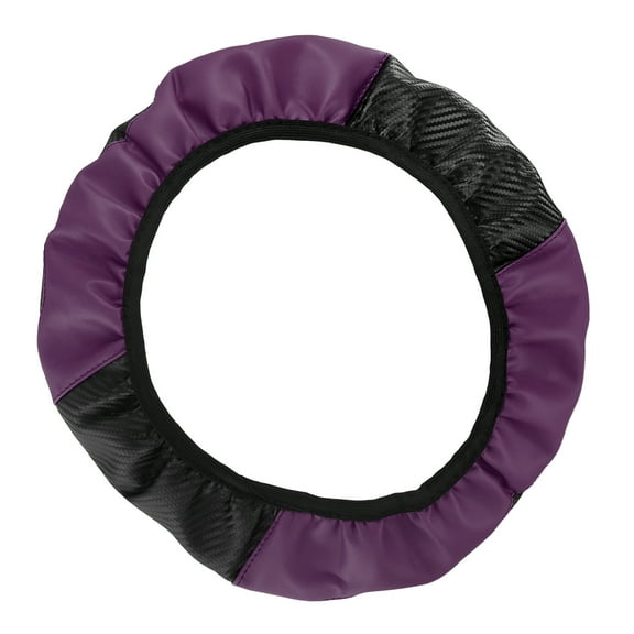Car Steering Wheel Cover 15inch Universal Antislip Microfiber PU Leather Stitching Color Wheel Protector Black Purple