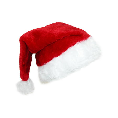 Size one size Deluxe Plush Trim Santa Novelty Holiday Hat (Pack of 2), Red
