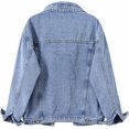 thumbnail image 2 of SHAR Women's casual denim jacket, solid color long sleeve denim jacket, 2 of 5