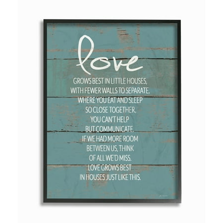 The Stupell Home Decor Collection Love Grows Best in Little Houses Distressed Teal Shiplap Oversized Framed Giclee Texturized Art, 16 x 1.5 x