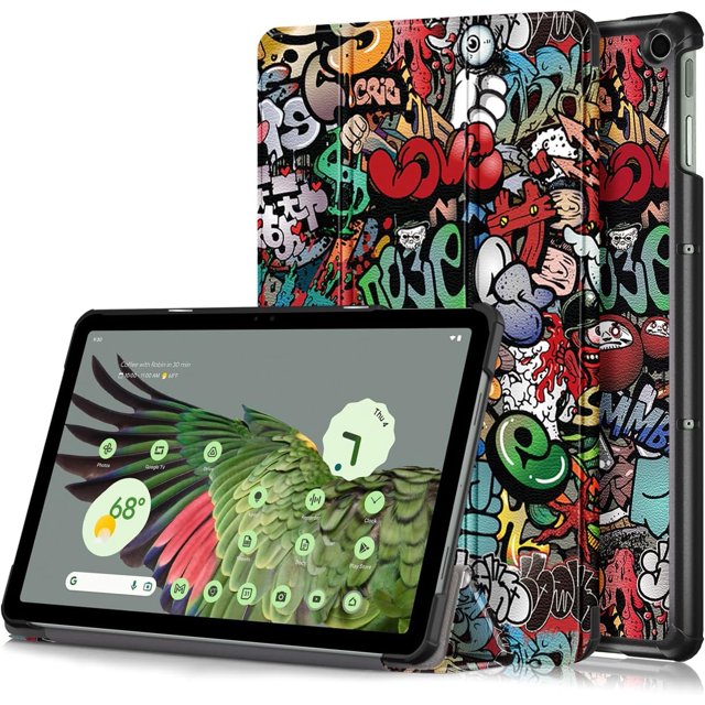 KOMI Étui pour Tablette Google Pixel 11 Pouces Sortie 2023, Étui Folio Mince, Étui Rigide Légère de Protection avec Support Multi-Angle, Graffiti