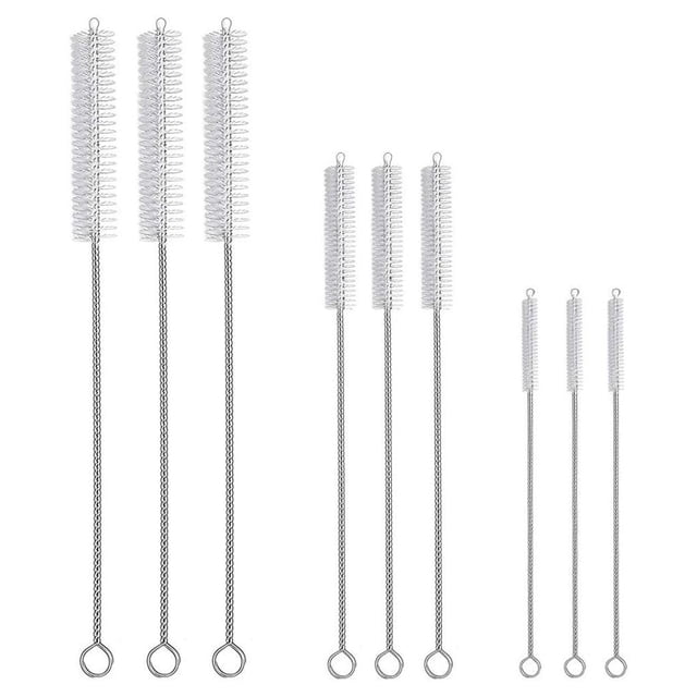 9 Uds cepillo de paja para botella limpiador de tubos reutilizable herramienta limpiadora de lavado flexible