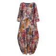thumbnail image 4 of ZANZEA Womens Dresses Casual Ptinted 3/4 Sleeve Side Pockets Maxi Dress, 4 of 10