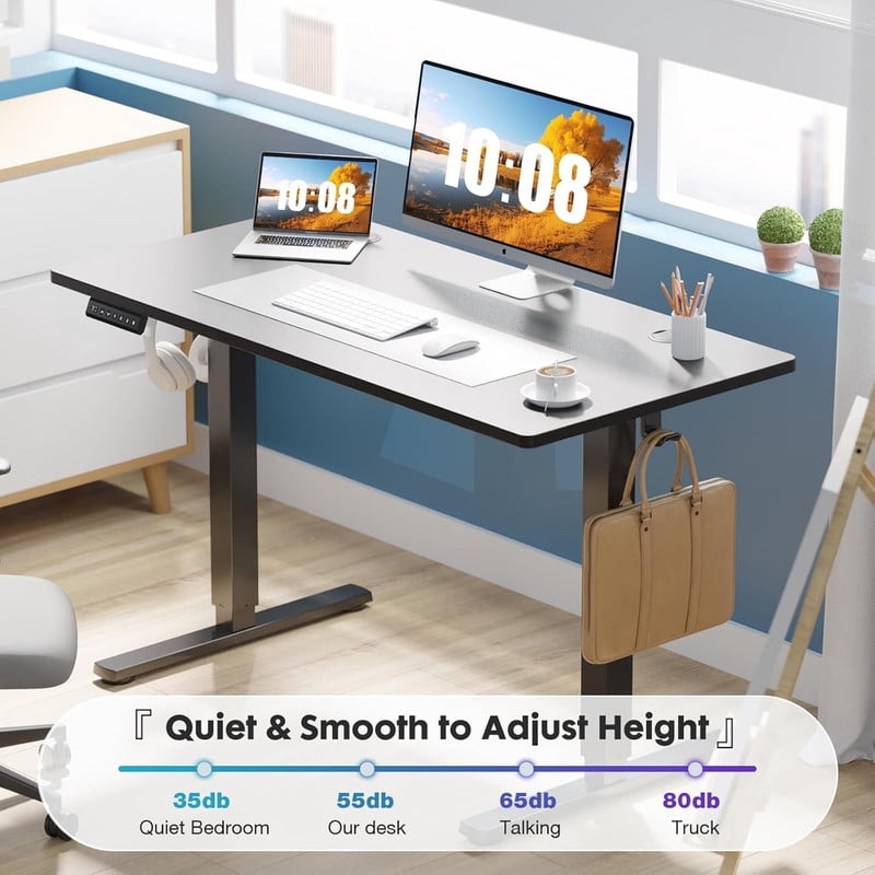 Bigleap Electric Standing Desk 40x24 Inches, Sit Stand Up Desk with 3 Memory Presets, Splice Wood Board, Home Office Computer Workstation (Black)