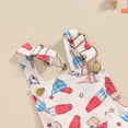 thumbnail image 4 of 4th of July Toddler Baby Girl Boy One Piece Outfit American Flag Overalls Romper Sleeveless Suspender Shorts Jumpsuit with Pocket, 4 of 7