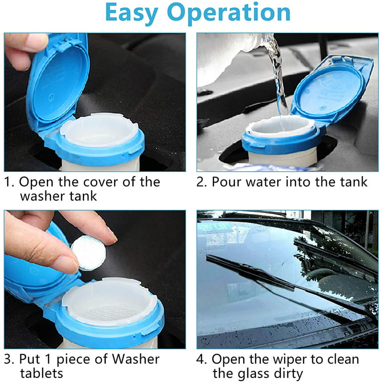Amnhdo 50pcs Windshield Washer Fluid Tablets Car Wiper Dust Cleaner Effervescent, Size: 2.71*1.65*0.39, As Shown