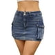 thumbnail image 1 of Inspire Chic Conjunto Falda de Jean Mini Cuerpo Ajustado con Bolsillos de Solapa y Botones para Mujeres, Cargo, Estilo Y2K, Talla XL, Azul, 1 of 5