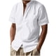 thumbnail image 2 of pstuiky camisetas de hombre, Blusa informal de manga corta con cuello vuelto y botones de color liso para hombre camisetas de hombre xl, 2 of 9