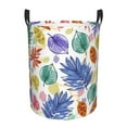 thumbnail image 1 of ZNDUO Round Laundry Basket, Waterproof Collapsible Laundry Baskets with Handles, Medium Size - Hand Painted Plant Leaves Pattern, 1 of 8